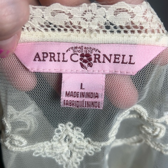 April Cornell Sheer Lace Embroidered Floral Fairy Top Size L - Picture 7 of 9